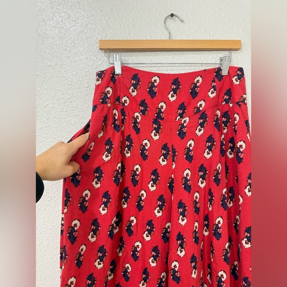 Free People Pink Floral Ultra Wide Leg Pants Size M - Picture 4 of 12